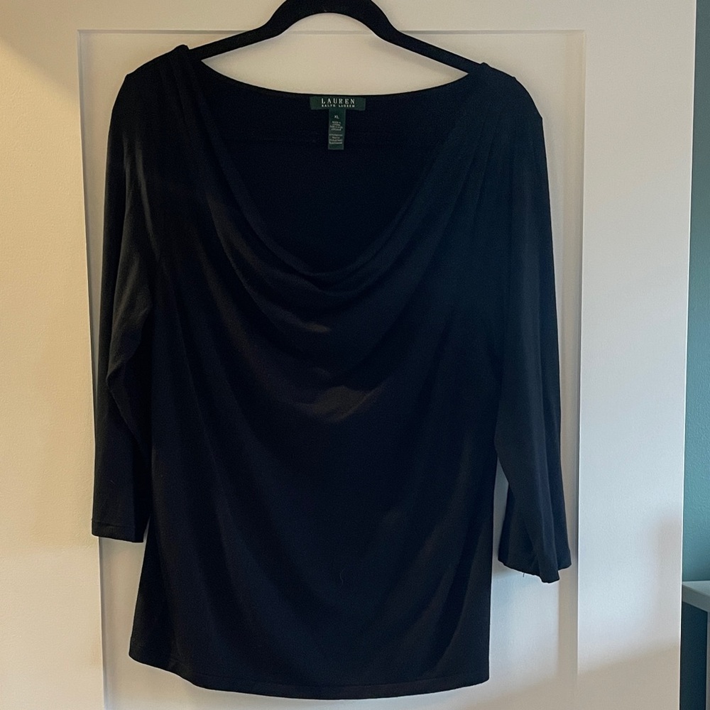 Lauren Ralph Lauren Black Cowl Neck Blouse